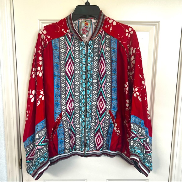 Johnny Was Jackets & Blazers - JOHNNY WAS silk reversible bomber jacket